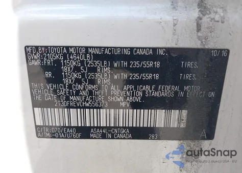 2017 Toyota Rav4 Limited from USA, damaged, VIN 2T3DFREV0HW556373